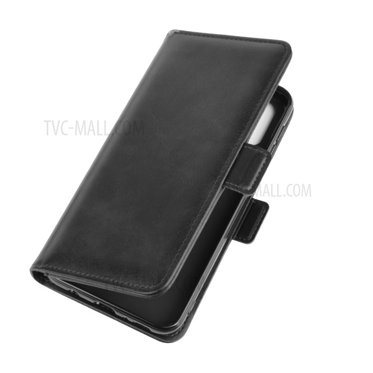 Double Clasp Flip Leather Wallet Unique Cover for Samsung Galaxy M31 - Black-3