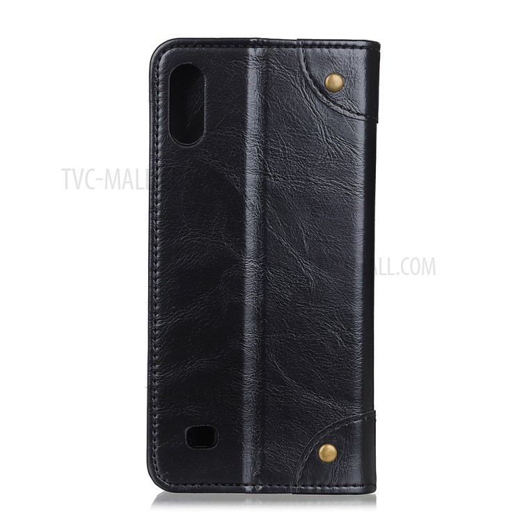 Auto-absorbed Wallet Leather Stand Case Mobile Phone Shell for Samsung Galaxy M01 - Black-1