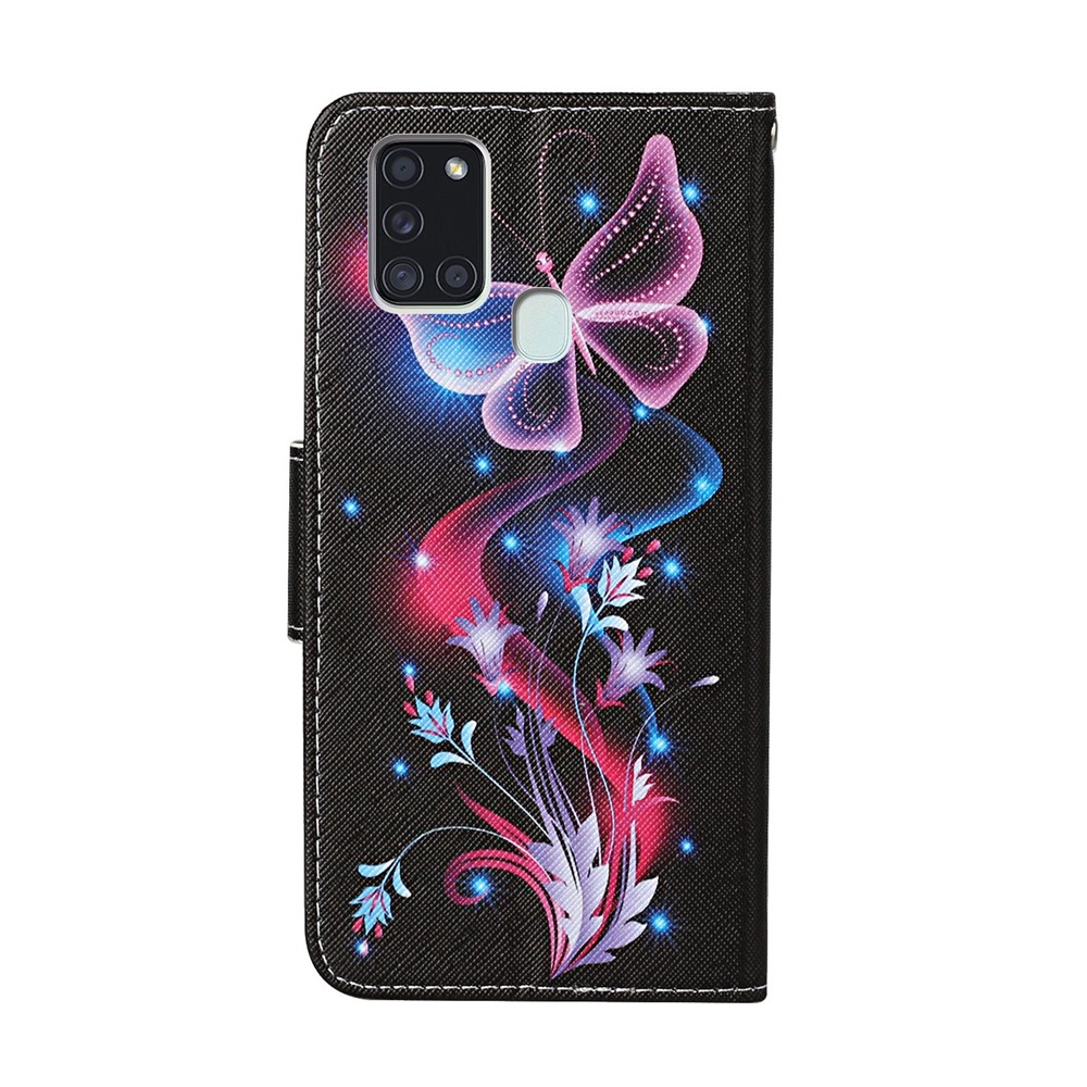 Pattern Printing Flip Leather Cover Wallet Stand Case for Samsung Galaxy A21s - Magic Butterfly-3