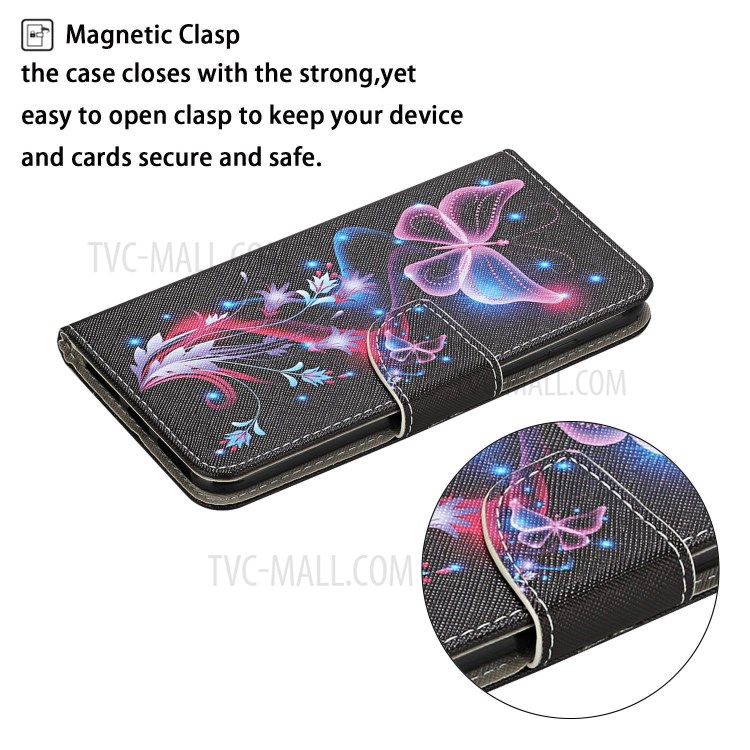 Pattern Printing Flip Leather Cover Wallet Stand Shell for Samsung Galaxy A21 - Magic Butterfly-4