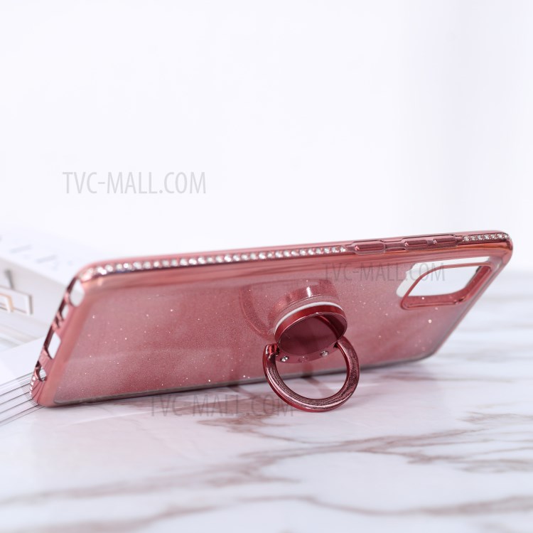 Papel Pele Flash Galvanoplastia Strass TPU + Concha De Metal Para Samsung Galaxy A81 / Nota 10 Lite - Rosa Ouro-5