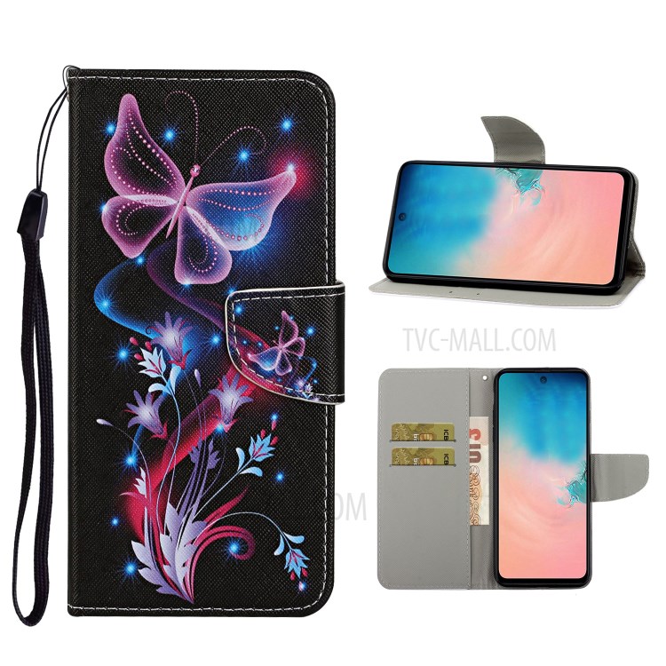 Pattern Printing Wallet Leather Stand Case for Samsung Galaxy A71 SM-A715 - Butterfly and Flower-1