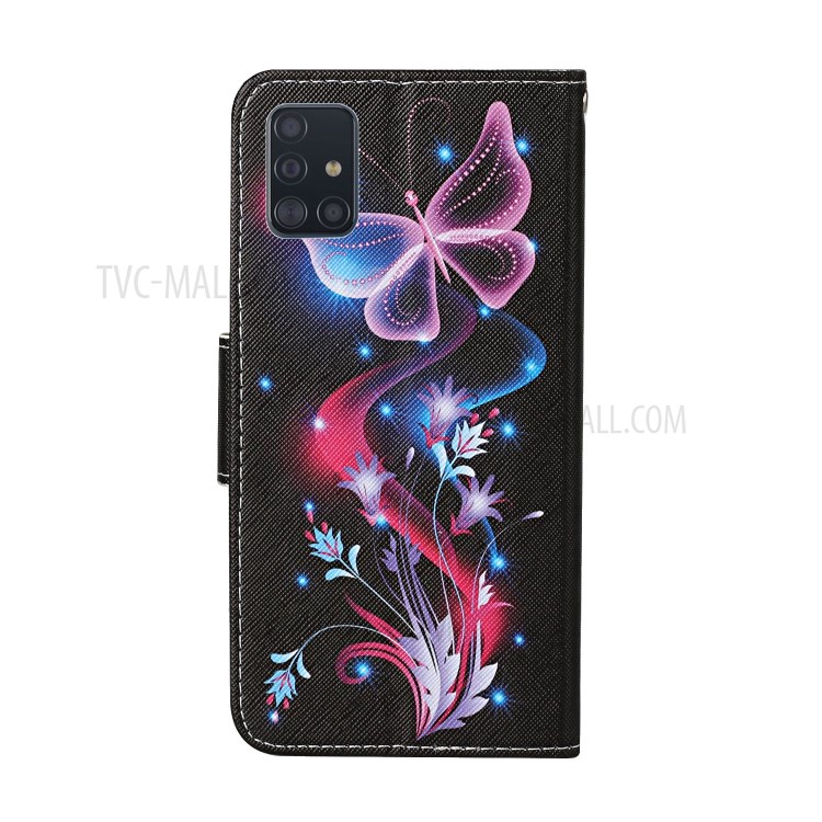 Pattern Printing Wallet Leather Stand Case for Samsung Galaxy A71 SM-A715 - Butterfly and Flower-3