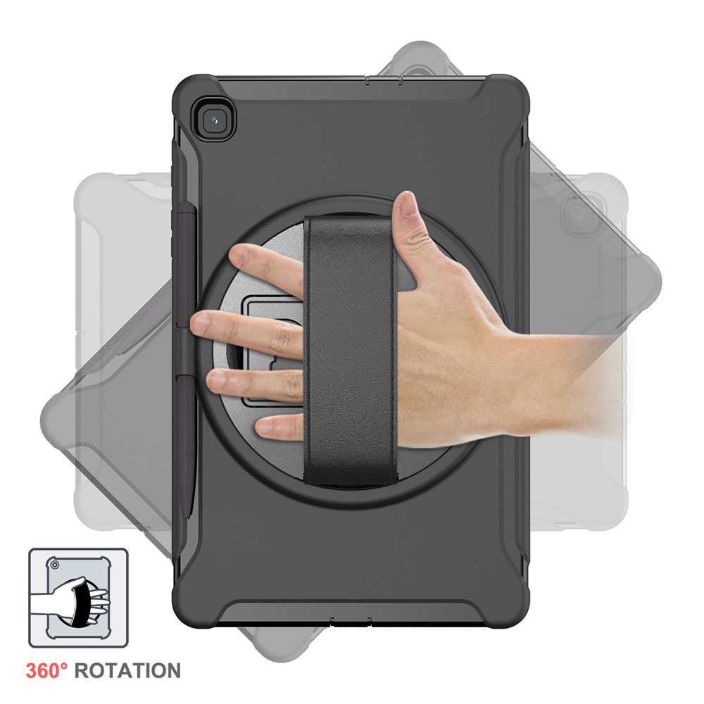 360° Swivel PC + TPU Tablet Cover with Pen Slot and Hand Strap for Samsung Galaxy Tab S6 Lite - Black-4