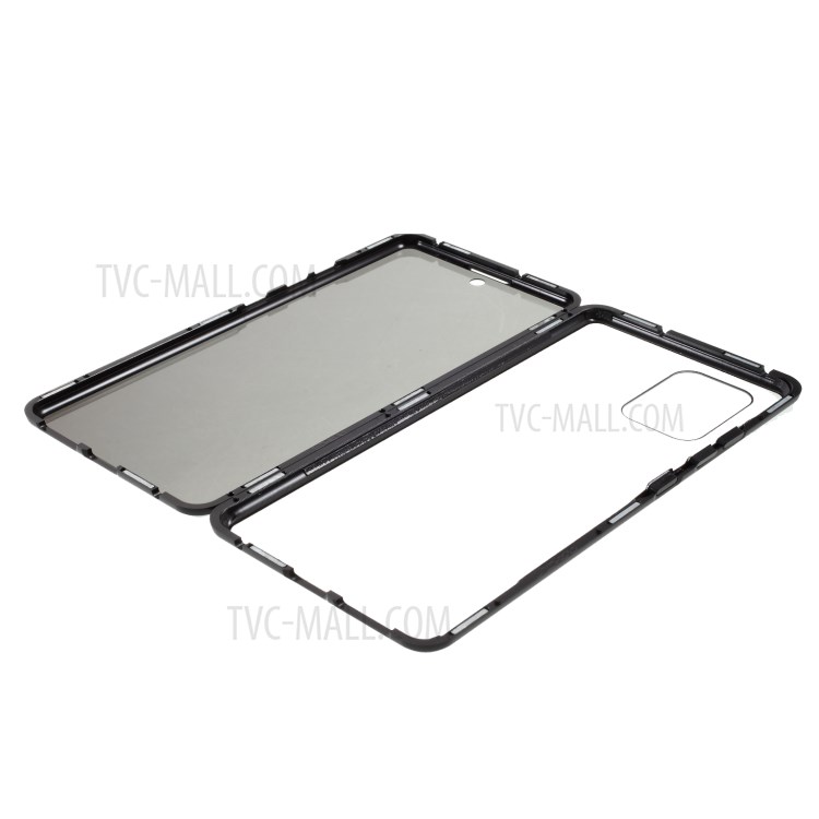 Anti-peep Magnetic Metal Frame + Double-sided Tempered Glass Case for Samsung Galaxy A91/S10 Lite - Black-2