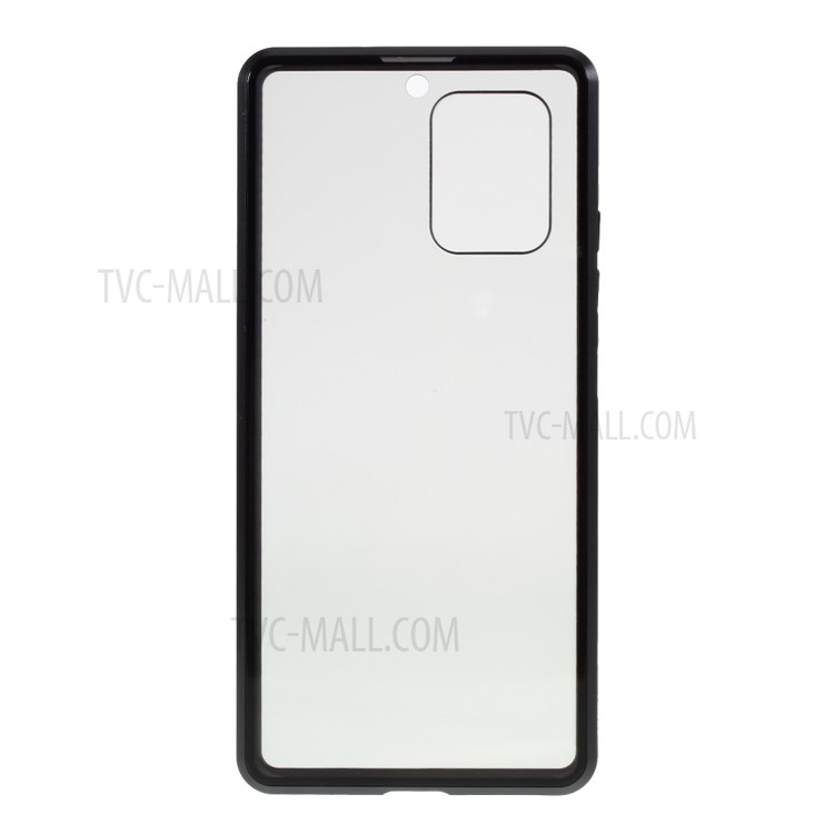 Anti-peep Magnetic Metal Frame + Double-sided Tempered Glass Case for Samsung Galaxy A91/S10 Lite - Black-3