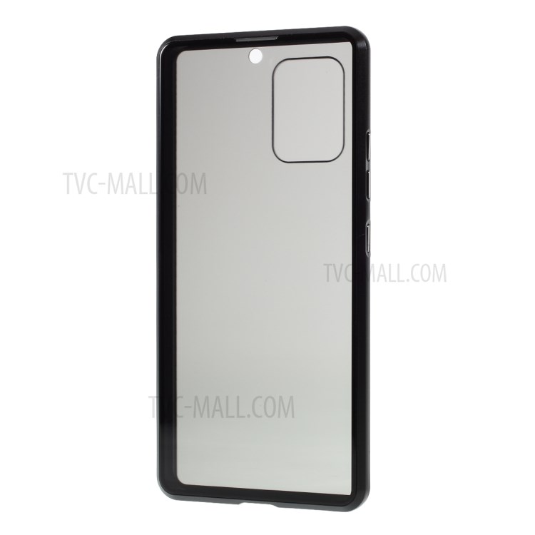 Anti-peep Magnetic Metal Frame + Double-sided Tempered Glass Case for Samsung Galaxy A91/S10 Lite - Black-4