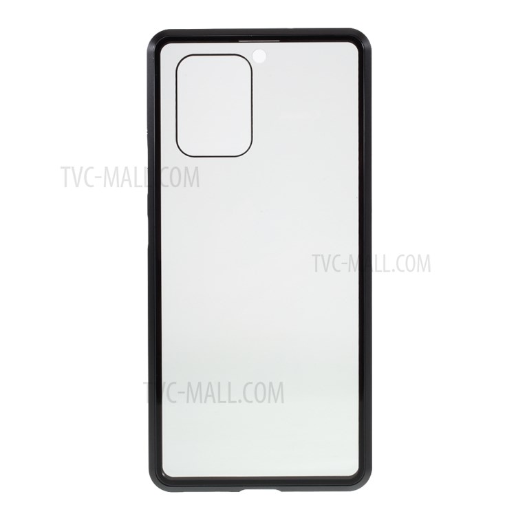 Anti-peep Magnetic Metal Frame + Double-sided Tempered Glass Case for Samsung Galaxy A91/S10 Lite - Black-5