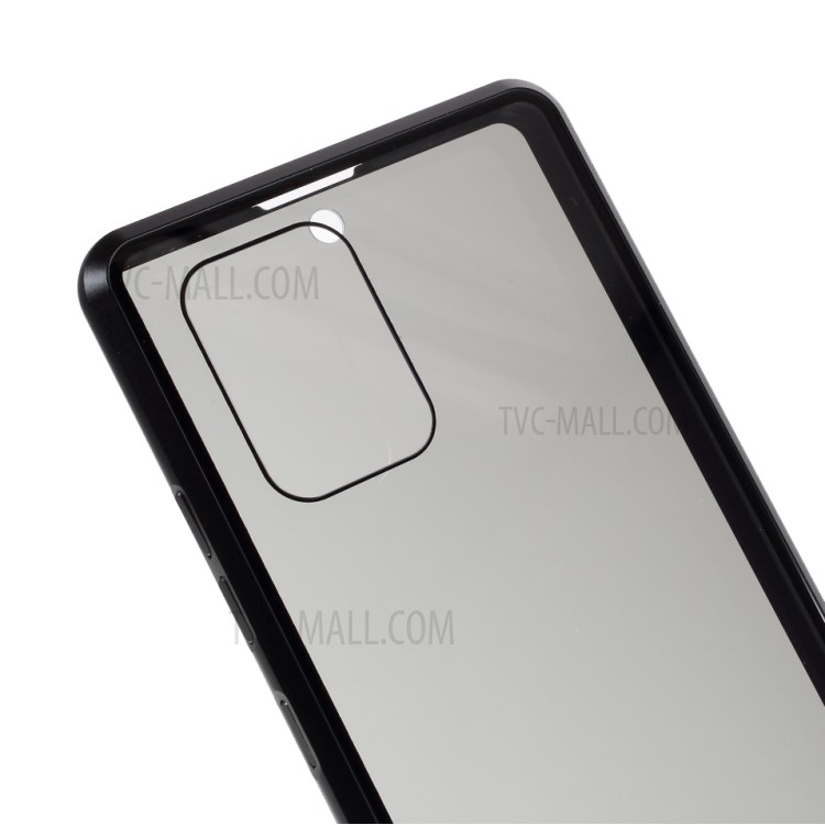 Anti-peep Magnetic Metal Frame + Double-sided Tempered Glass Case for Samsung Galaxy A91/S10 Lite - Black-6