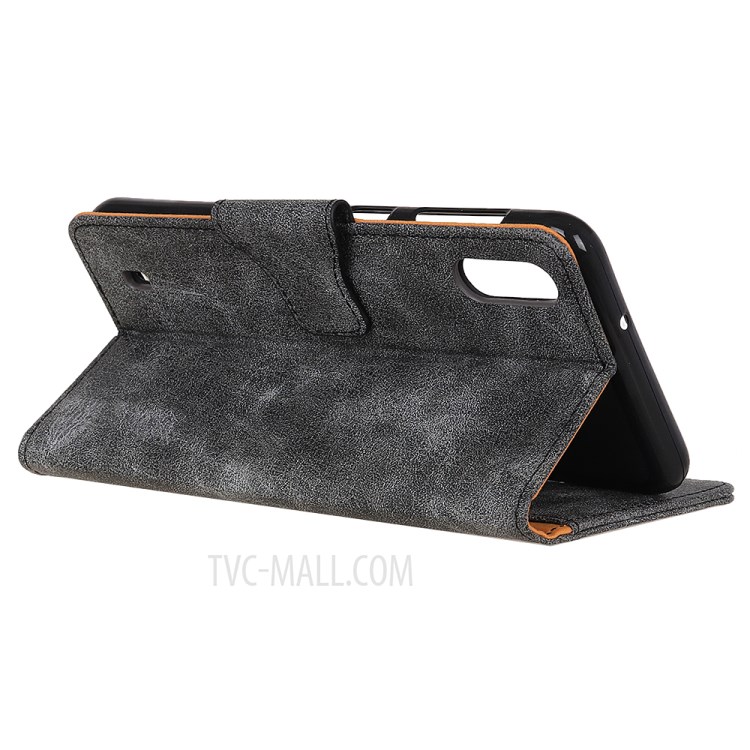 Retro Leather Wallet Stand Mobile Phone Cover for Samsung Galaxy M01 - Grey-4