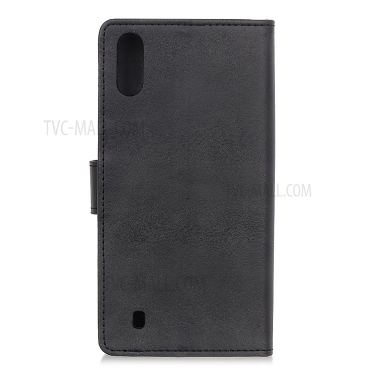 Matte Skin Leather Wallet Stand Case for Samsung Galaxy M01 - Black-3