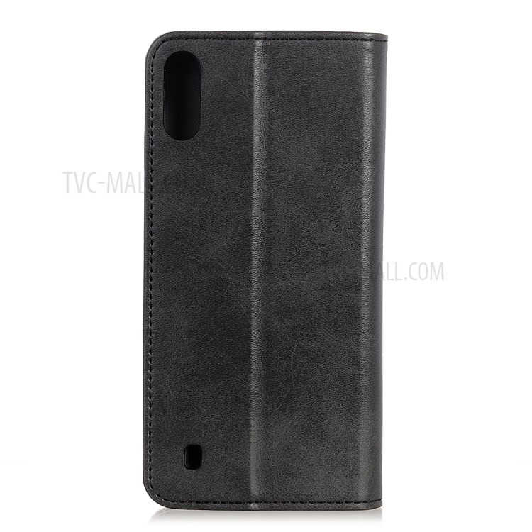 Auto-absorbed Split Leather Wallet Case for Samsung Galaxy M01 - Black-3