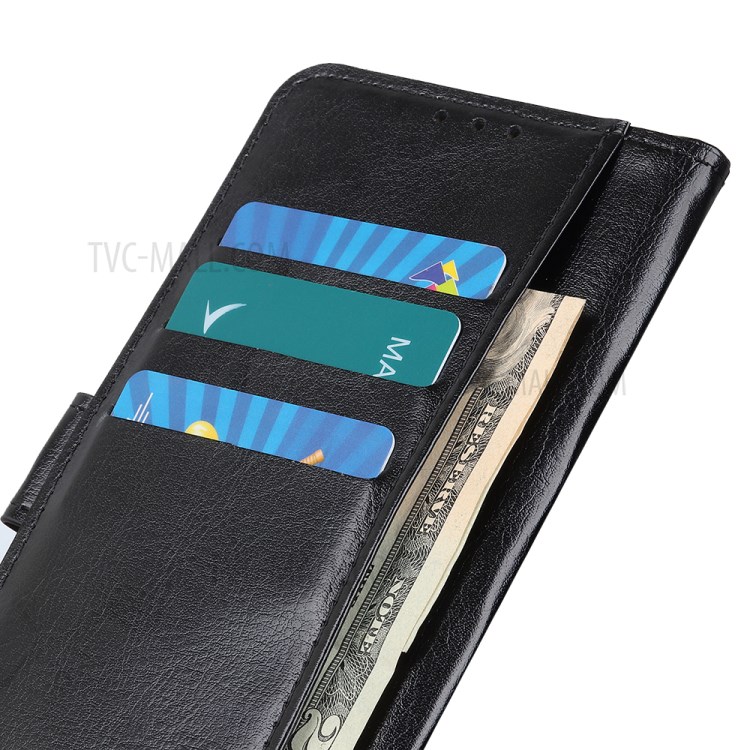 Crazy Horse Skin Wallet Magnetic Leather Cover for Samsung Galaxy M01 - Black-5