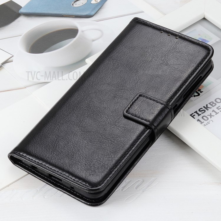 Crazy Horse Skin Wallet Magnetic Leather Cover for Samsung Galaxy M01 - Black-8