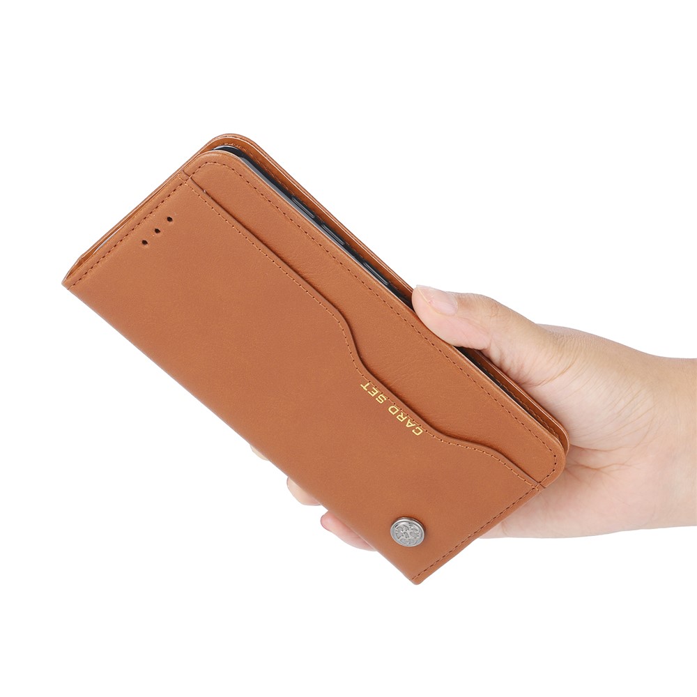 Auto-absorbed PU Leather Stand Wallet Phone Shell for Samsung Galaxy Note 20 Plus - Light Brown-7