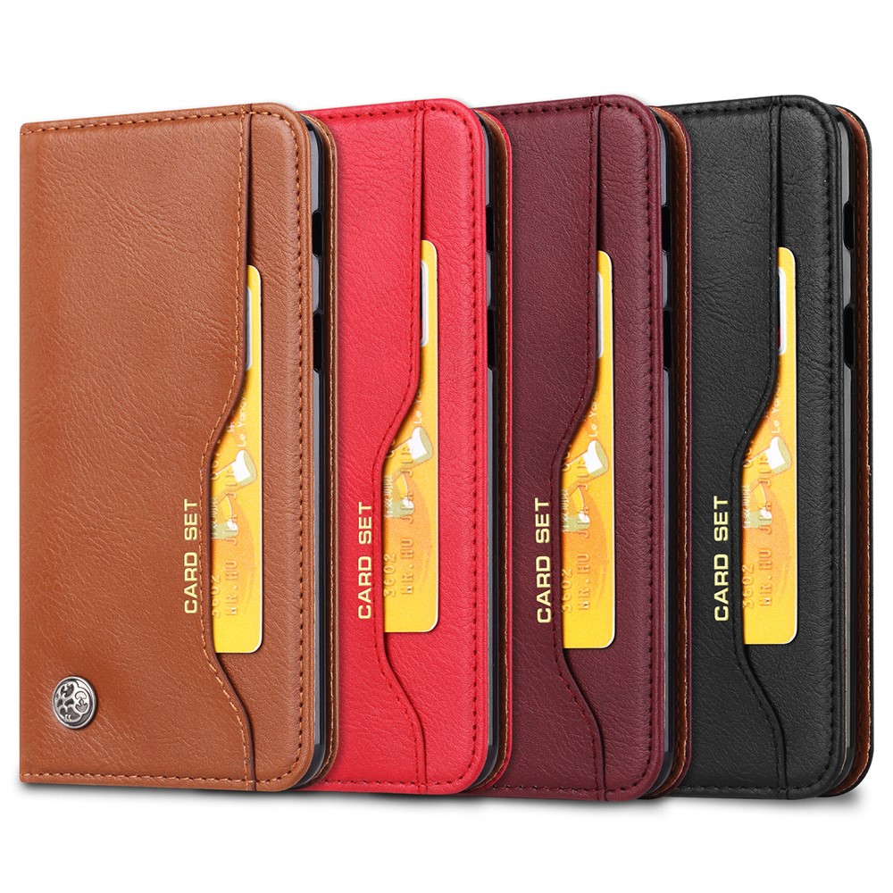 Auto-absorbed PU Leather Stand Wallet Phone Shell for Samsung Galaxy Note 20 Plus - Light Brown-8