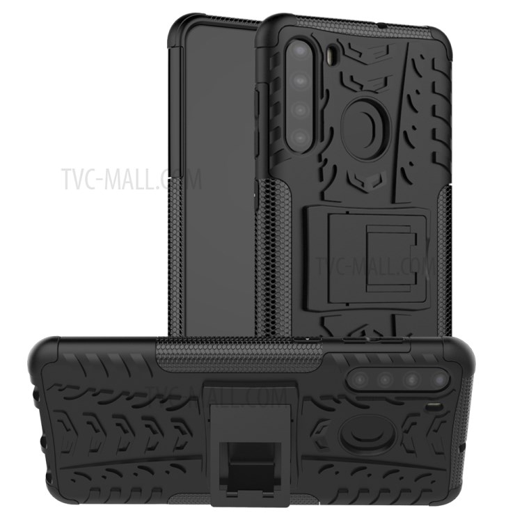 PC + TPU Hybrid Cover with Kickstand for Samsung Galaxy A21 - Black-1