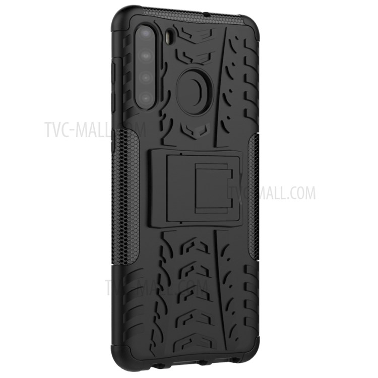 PC + TPU Hybrid Cover with Kickstand for Samsung Galaxy A21 - Black-5