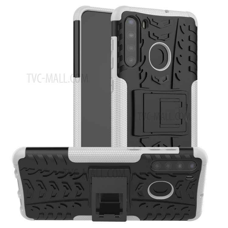 PC + TPU Hybrid Cover with Kickstand for Samsung Galaxy A21 - White-1