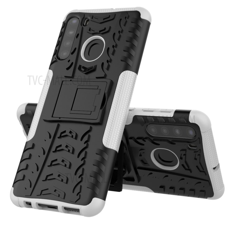 PC + TPU Hybrid Cover with Kickstand for Samsung Galaxy A21 - White-2