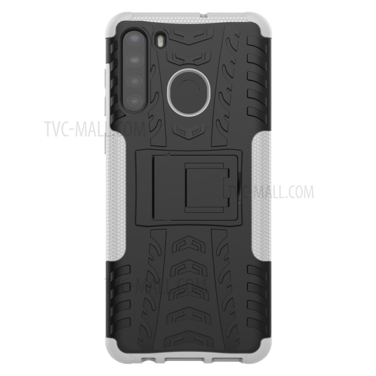 PC + TPU Hybrid Cover with Kickstand for Samsung Galaxy A21 - White-3