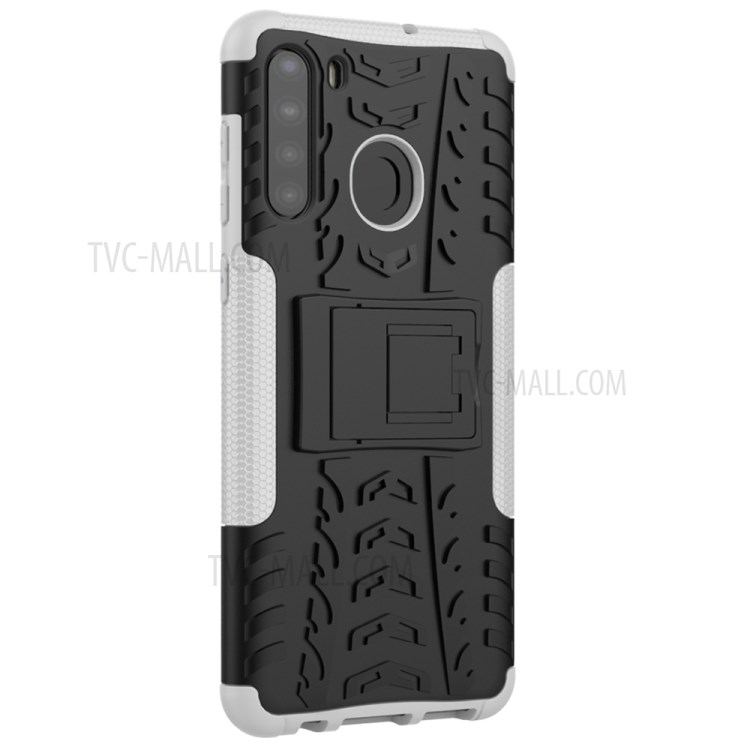 PC + TPU Hybrid Cover with Kickstand for Samsung Galaxy A21 - White-5