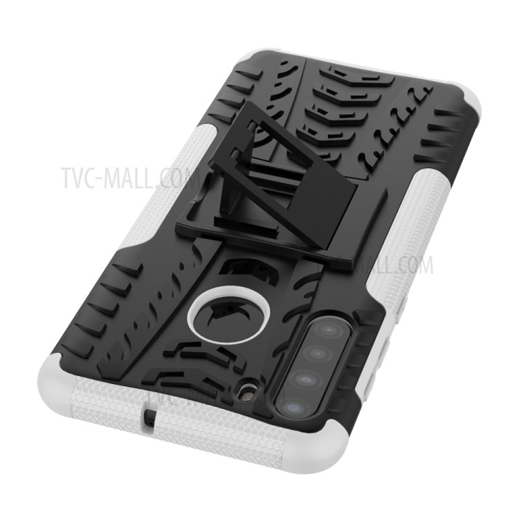 PC + TPU Hybrid Cover with Kickstand for Samsung Galaxy A21 - White-6
