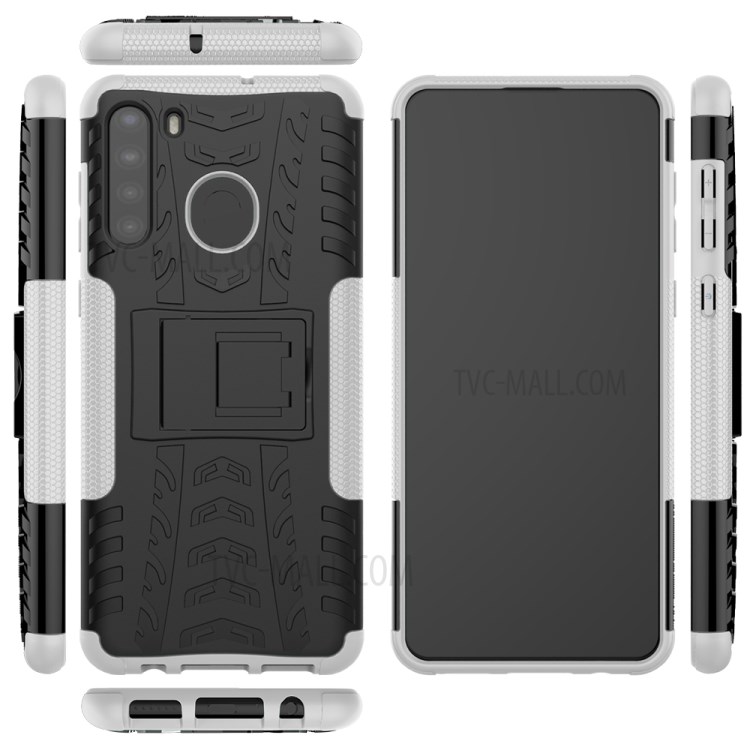 PC + TPU Hybrid Cover with Kickstand for Samsung Galaxy A21 - White-9