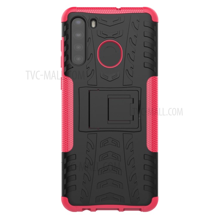 PC + TPU Hybrid Cover with Kickstand for Samsung Galaxy A21 - Rose-3