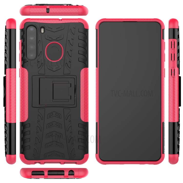 PC + TPU Hybrid Cover with Kickstand for Samsung Galaxy A21 - Rose-9