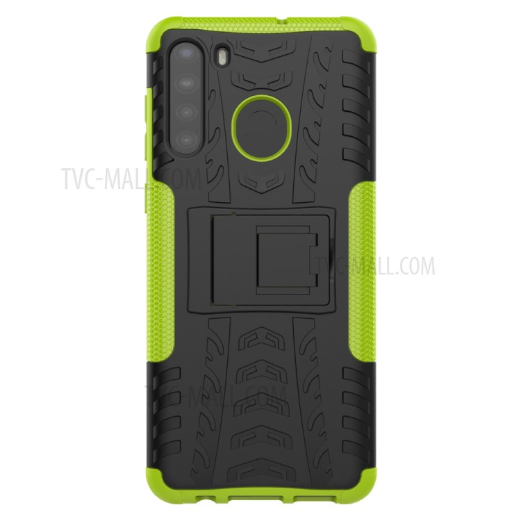 PC + TPU Hybrid Cover with Kickstand for Samsung Galaxy A21 - Green-3