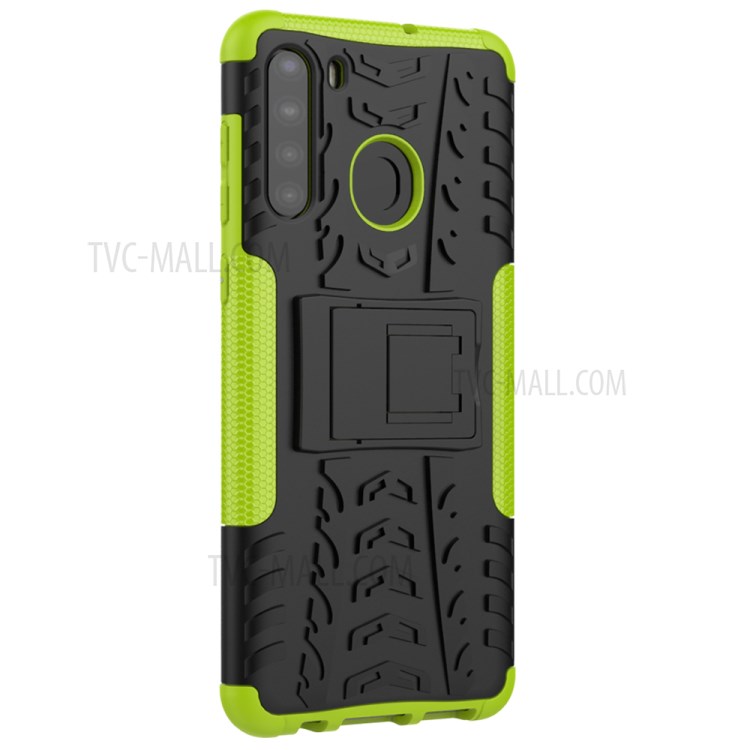 PC + TPU Hybrid Cover with Kickstand for Samsung Galaxy A21 - Green-5