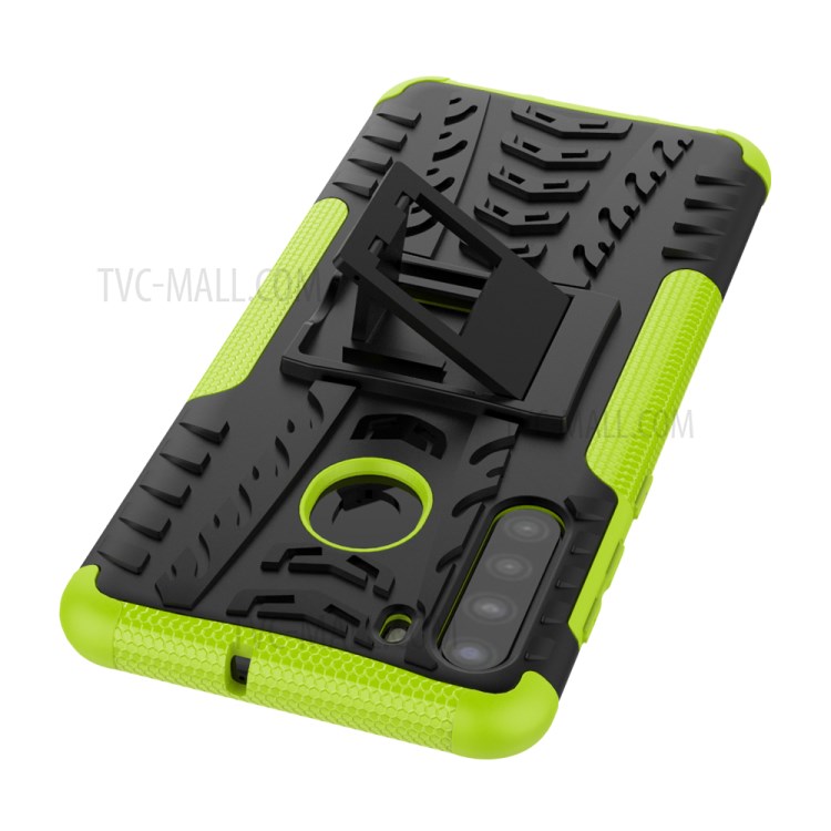 PC + TPU Hybrid Cover with Kickstand for Samsung Galaxy A21 - Green-6