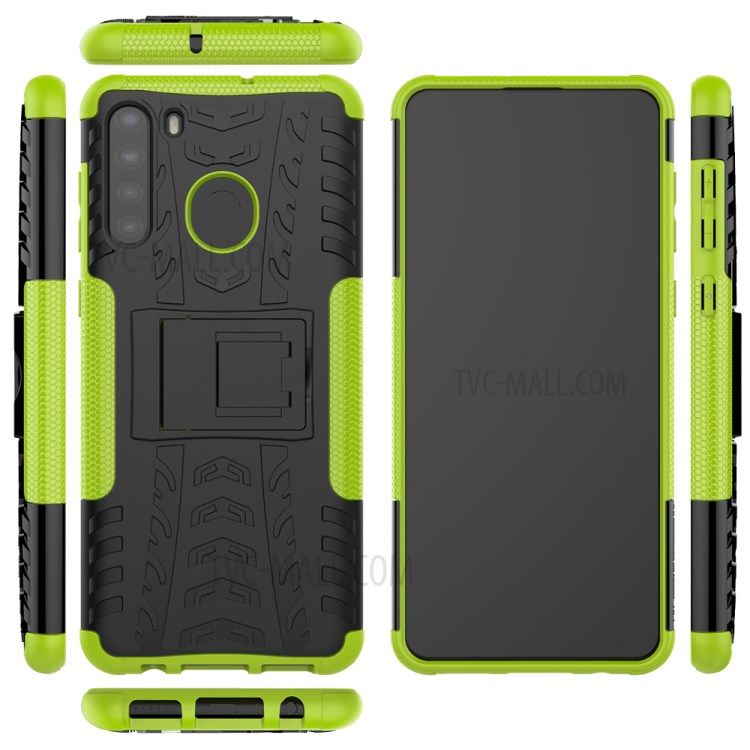 PC + TPU Hybrid Cover with Kickstand for Samsung Galaxy A21 - Green-9