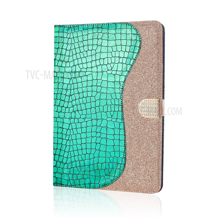 Crocodile Texture Flash Powder Leather Stand Tablet Cover with Card Slots for Samsung Galaxy Tab A 10.5 (2018) T590 T595 - Green-1