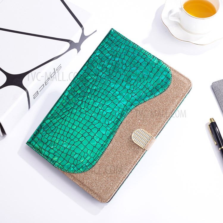 Crocodile Texture Flash Powder Leather Stand Tablet Cover with Card Slots for Samsung Galaxy Tab A 10.5 (2018) T590 T595 - Green-10