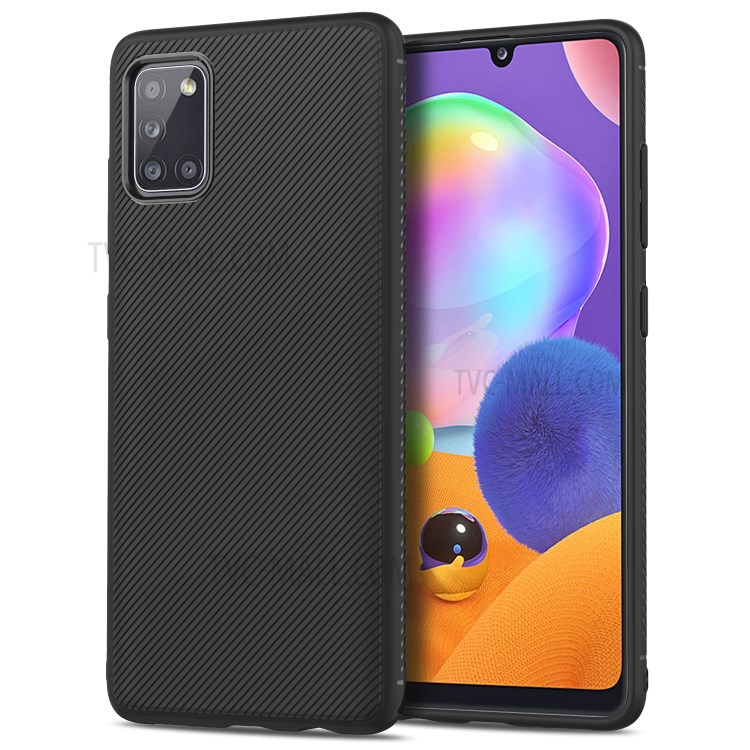 Jazz Series Twill Texture TPU Back Case for Samsung Galaxy A31 - Black-2