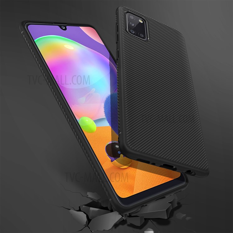 Jazz Series Twill Texture TPU Back Case for Samsung Galaxy A31 - Black-6