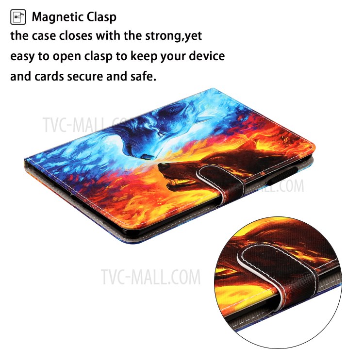 Pattern Printing Wallet Leather Stand Case for Samsung Galaxy Tab A 10.1 (2019) - Wolf-3