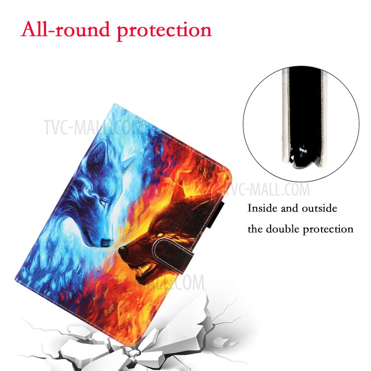 Pattern Printing Wallet Leather Stand Case for Samsung Galaxy Tab A 10.1 (2019) - Wolf-4