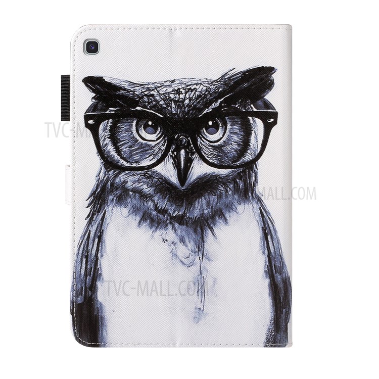 Pattern Printing Leather Wallet Stand Case for Samsung Galaxy Tab S5e SM-T720 - Owl-2