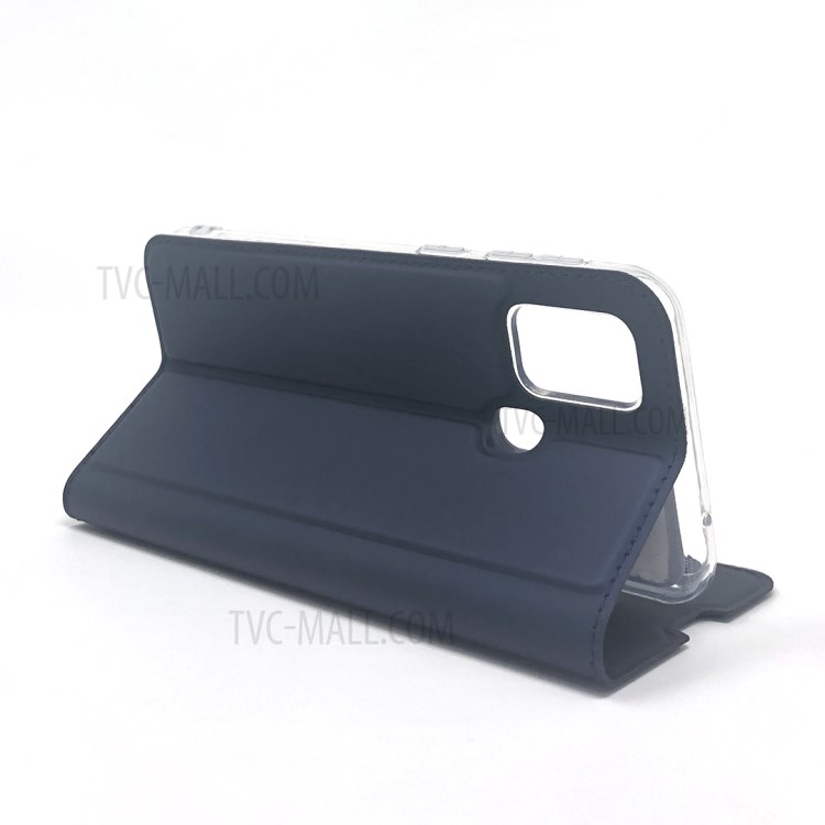 Magnetic Adsorption Stand Leather Card Holder Case for Samsung Galaxy M31 - Blue-4