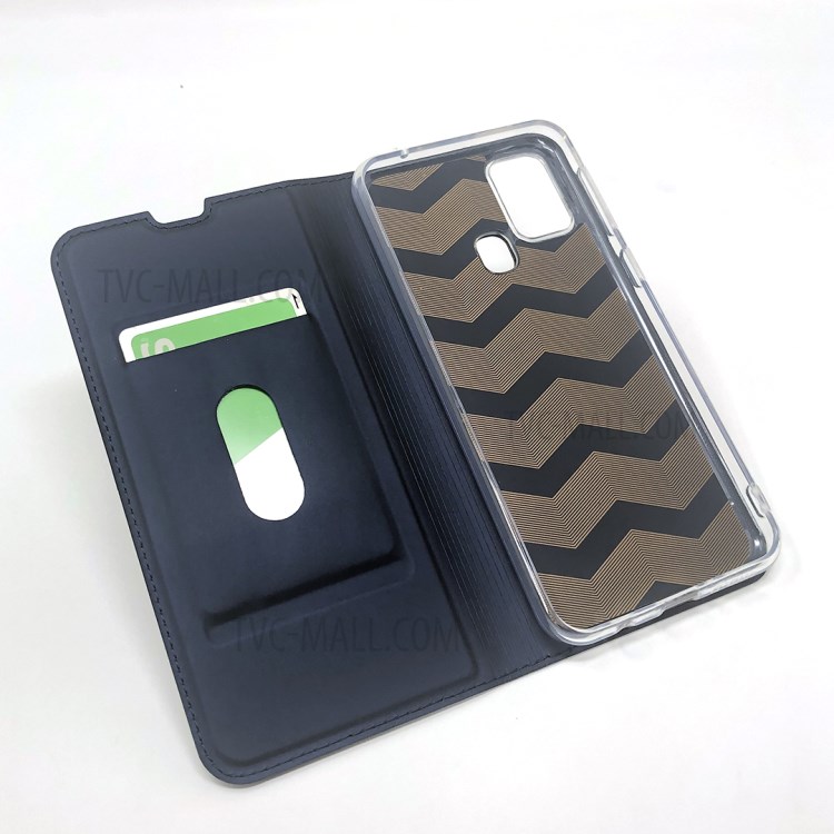 Magnetic Adsorption Stand Leather Card Holder Case for Samsung Galaxy M31 - Blue-7