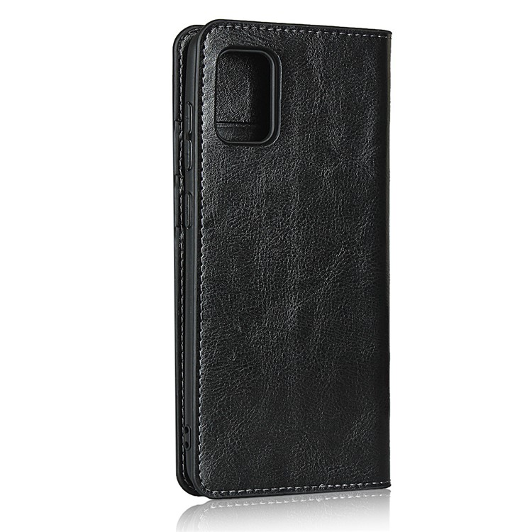 Crazy Horse Wallet Stand Genuine Leather Case for Samsung Galaxy A31 - Black-3