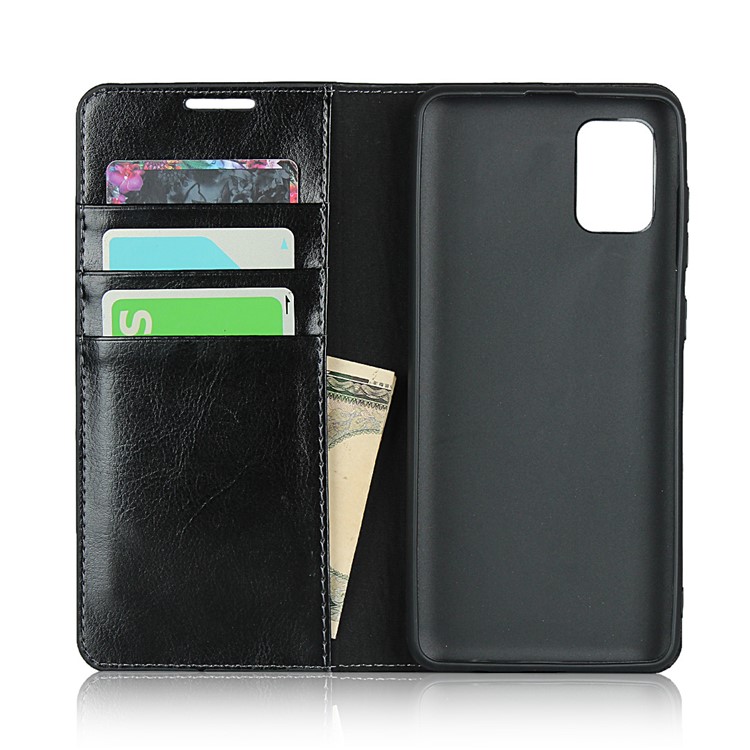 Crazy Horse Wallet Stand Genuine Leather Case for Samsung Galaxy A31 - Black-4