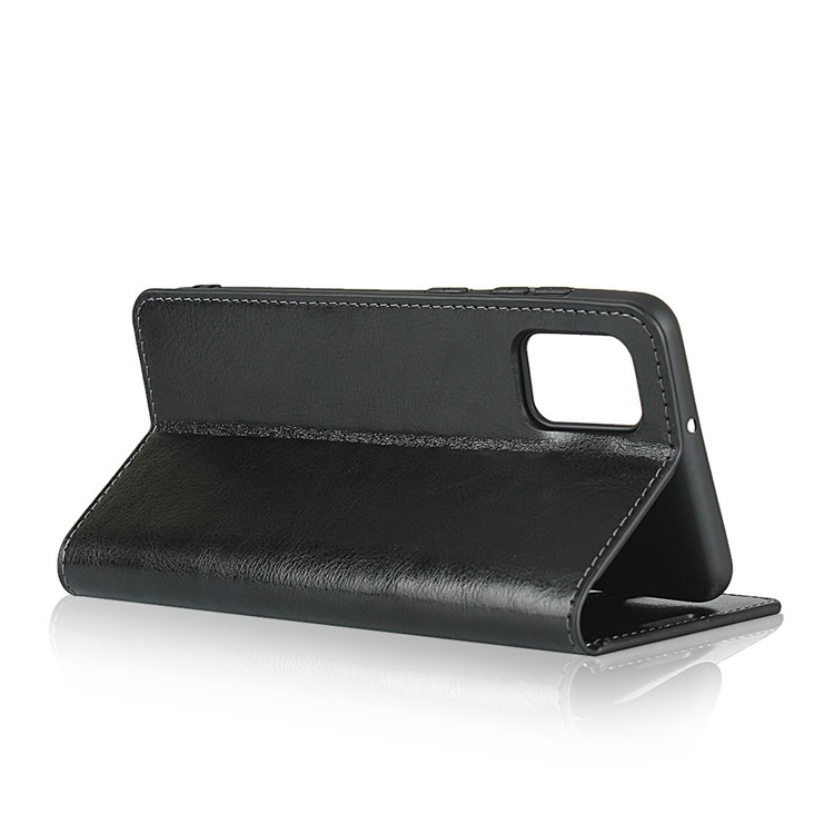 Crazy Horse Wallet Stand Genuine Leather Case for Samsung Galaxy A31 - Black-5