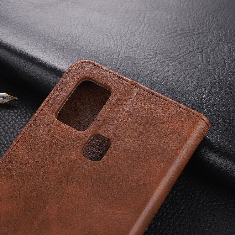 AZNS Leather Stand Case with Card Slots for Samsung Galaxy A21s - Coffee-11