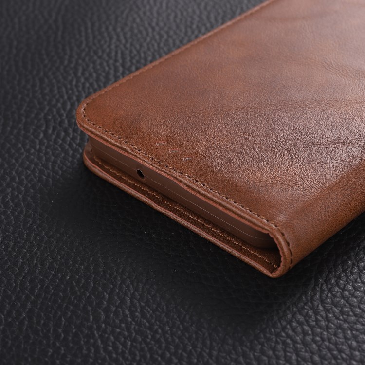 AZNS Leather Stand Case with Card Slots for Samsung Galaxy A21s - Coffee-14