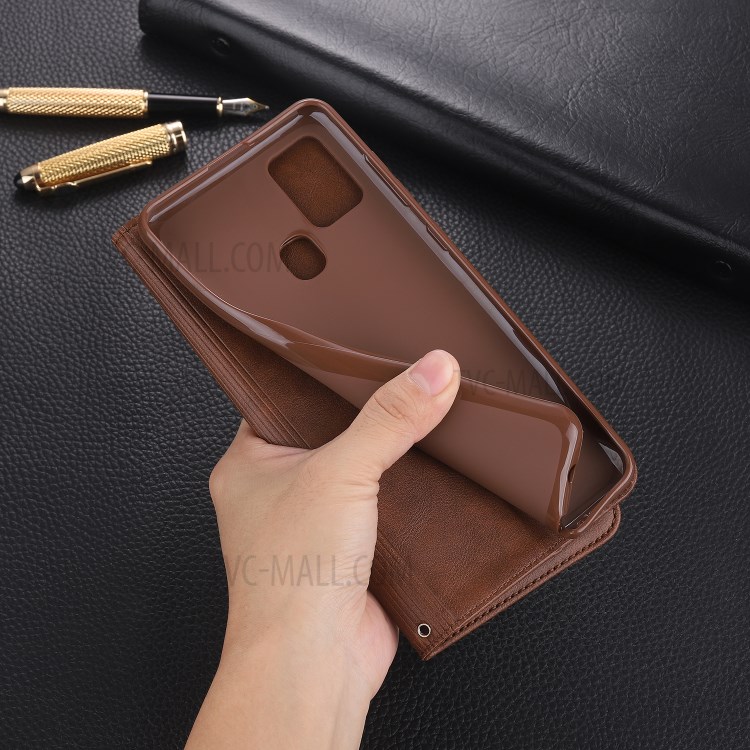 AZNS Leather Stand Case with Card Slots for Samsung Galaxy A21s - Coffee-16