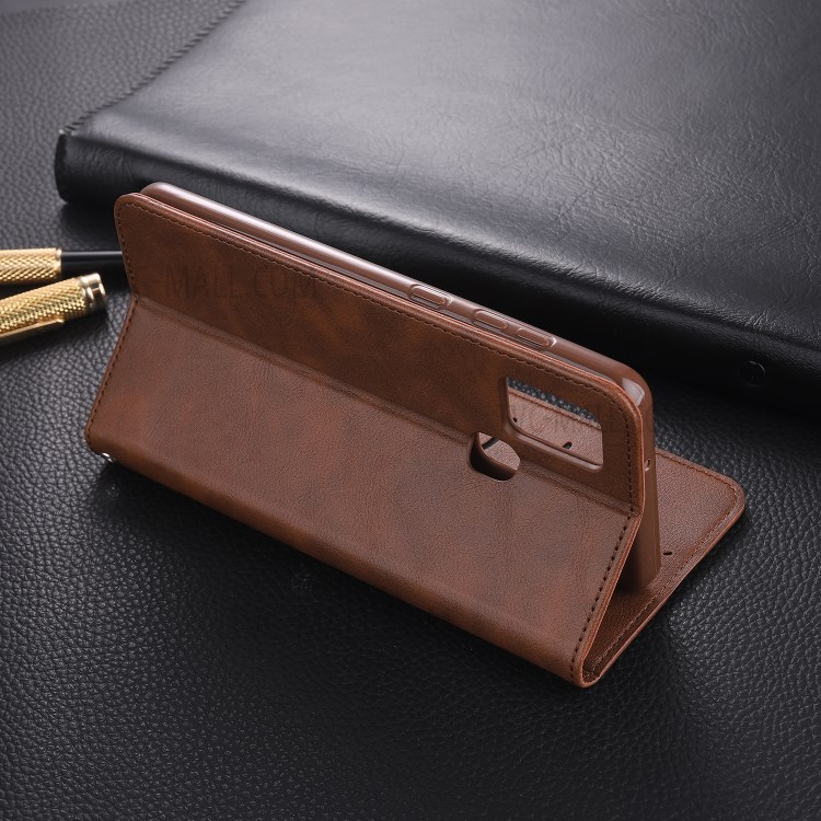 AZNS Leather Stand Case with Card Slots for Samsung Galaxy A21s - Coffee-18